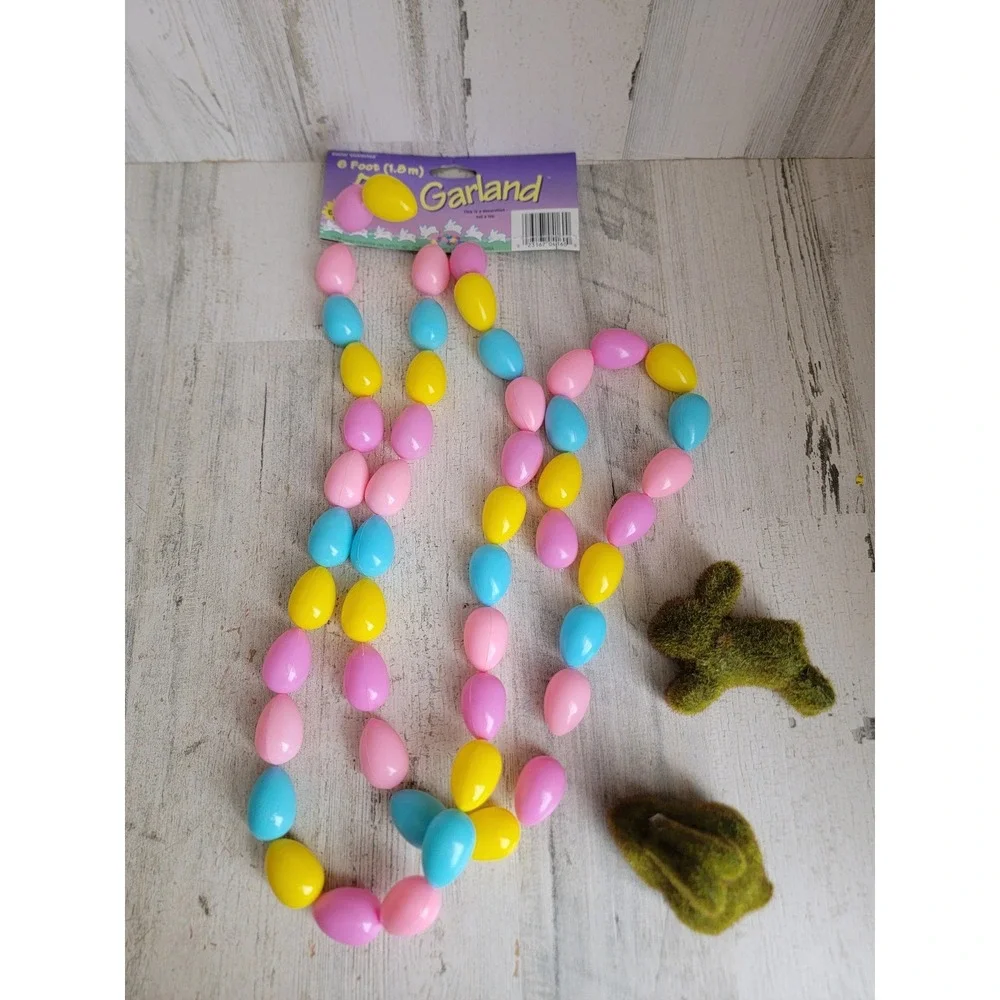 Easter mini grass bunny egg Blowmold garland home decor spring set decor